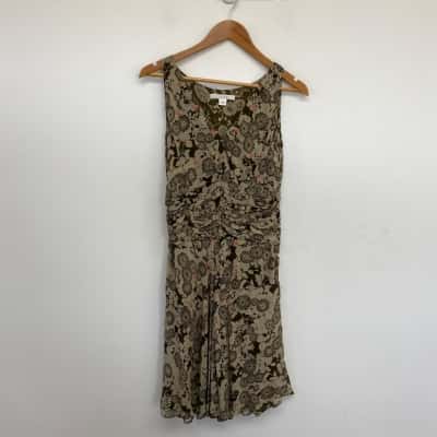 Nougat London Green Floral Sleeveless Silk Midi Dress  Size 3 