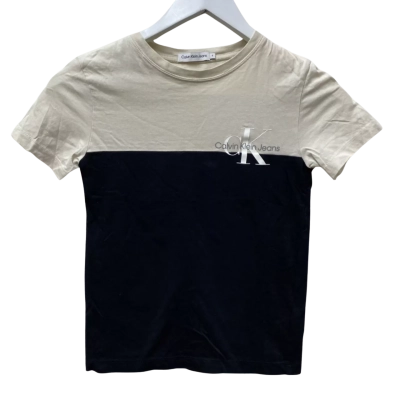 Calvin Klein Jeans Kids  Size 8 T-Shirt Beige / Black  - 100% Cotton