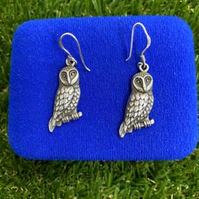  Womens 925 Silver Owl Earrings