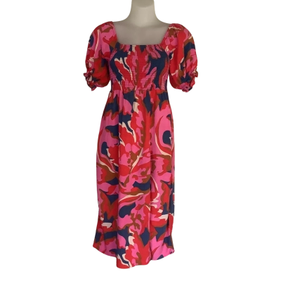 Mister Zimi.  Keira Shirred Midi Dress. Pink Sugar Maple. A  Size 8 
