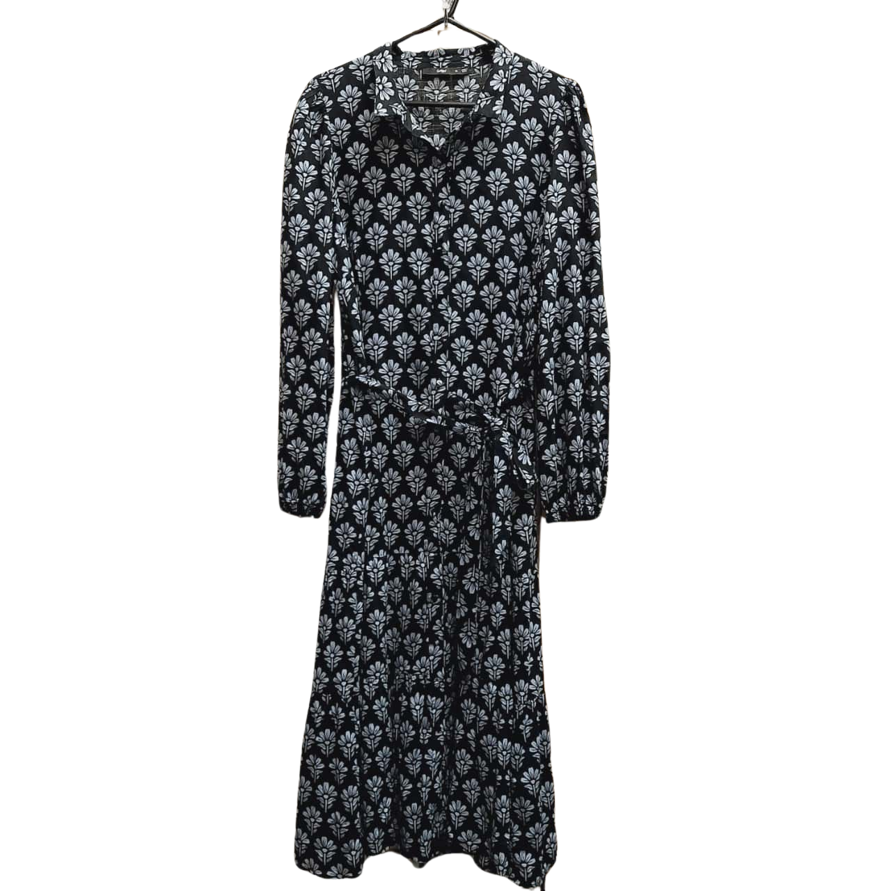 Sportsgirl Womens Size 16 Long Sleeve Maxi Dress Black / Blue / Floral (s)