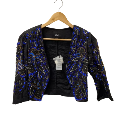 Sportsgirl Womens  Size 6 Open Jacket Black  / Blue / Gold 