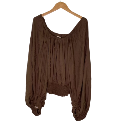 Jinx Womens  Size M Long Sleeve Top / Off-the-shoulder Top Khaki 