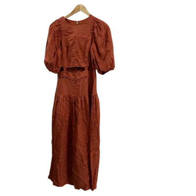 AERE Womens  Size 10 Button Detail Maxi Dress Rust 