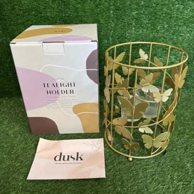 Dusk Flutter Gold 2 Piece Tea Light Holder (New in Box)
