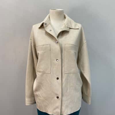 Zara Womens  Size XS Faux “Suede” Shirt/ Overshirt  Natural 