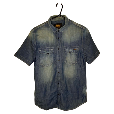 Superdry Mens Short Sleeve Shirt Size L Blue 