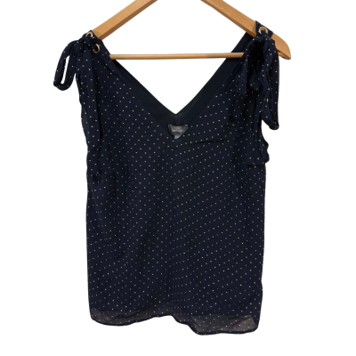 BNWT Sussan Size 6 Navy Blue/ Gold Dotted Top
