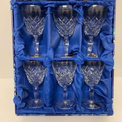 Bohemia - Hand Cut Lead Crystal - CLARET GLASSES Set 6
