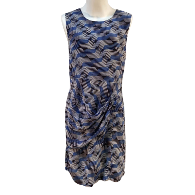 Marcs Womens Size 12 Silk Blend Midi Dress Blue 