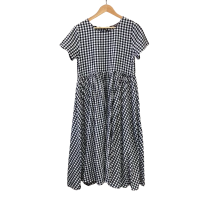 Mister Zimi Womens  Size 10 Short Sleeve Dress  Black  / Checked / White 