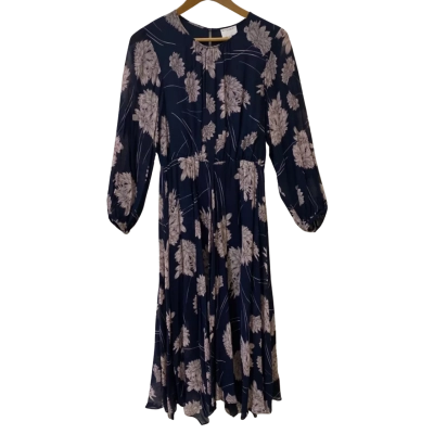 Witchery Size 10 Floral Maxi Dress Navy Blue / Purple 