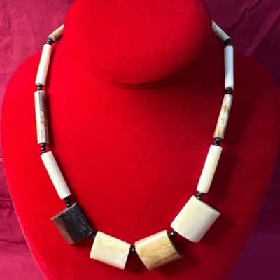  Women's  handmade Tribal Inspired Necklace Featuring Graduated geometric beads