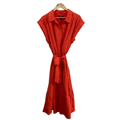 Country Road Womens  Size 16 Organically Grown Linen Tiered Midi Dress 