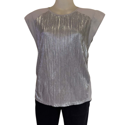 Oasis.  Silver Evening Top.    Size M 