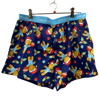 Peter Alexander Mens PJ shorts. L.  Navy & gingerbread man