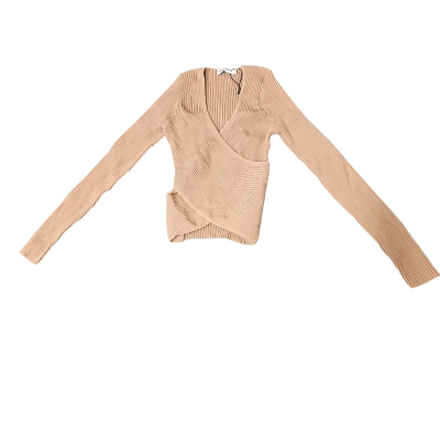 Atmos&Here Womens  Size 6 / XS Long Sleeve Shirt / Long Sleeve Top / Party Top / V-Neck Top Beige 