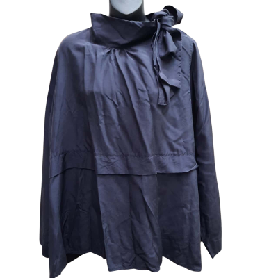 +j  JIL SANDER 100% Silk Blouse in Navy Blue Size XL