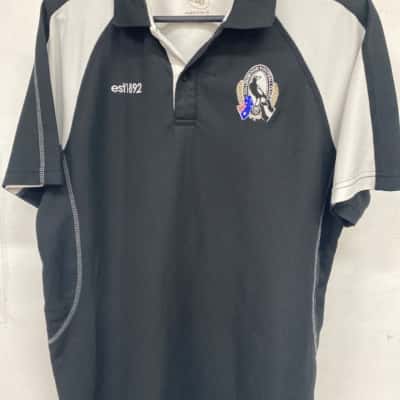 Collingwood AFL Mens  Size M Short Sleeve polo Black  / White 