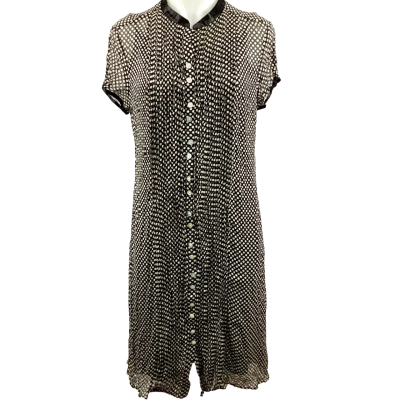 Jane Lamerton Button Front Long Dress - Black/Cream Size 14