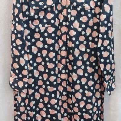 RB Sellars Womens  Size 10 Long Sleeve Dress Navy Blue / Pink  / White 