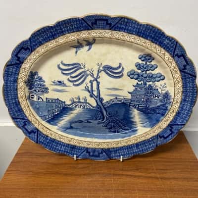 Elegant Booths Real Old Willow scalloped serving platter