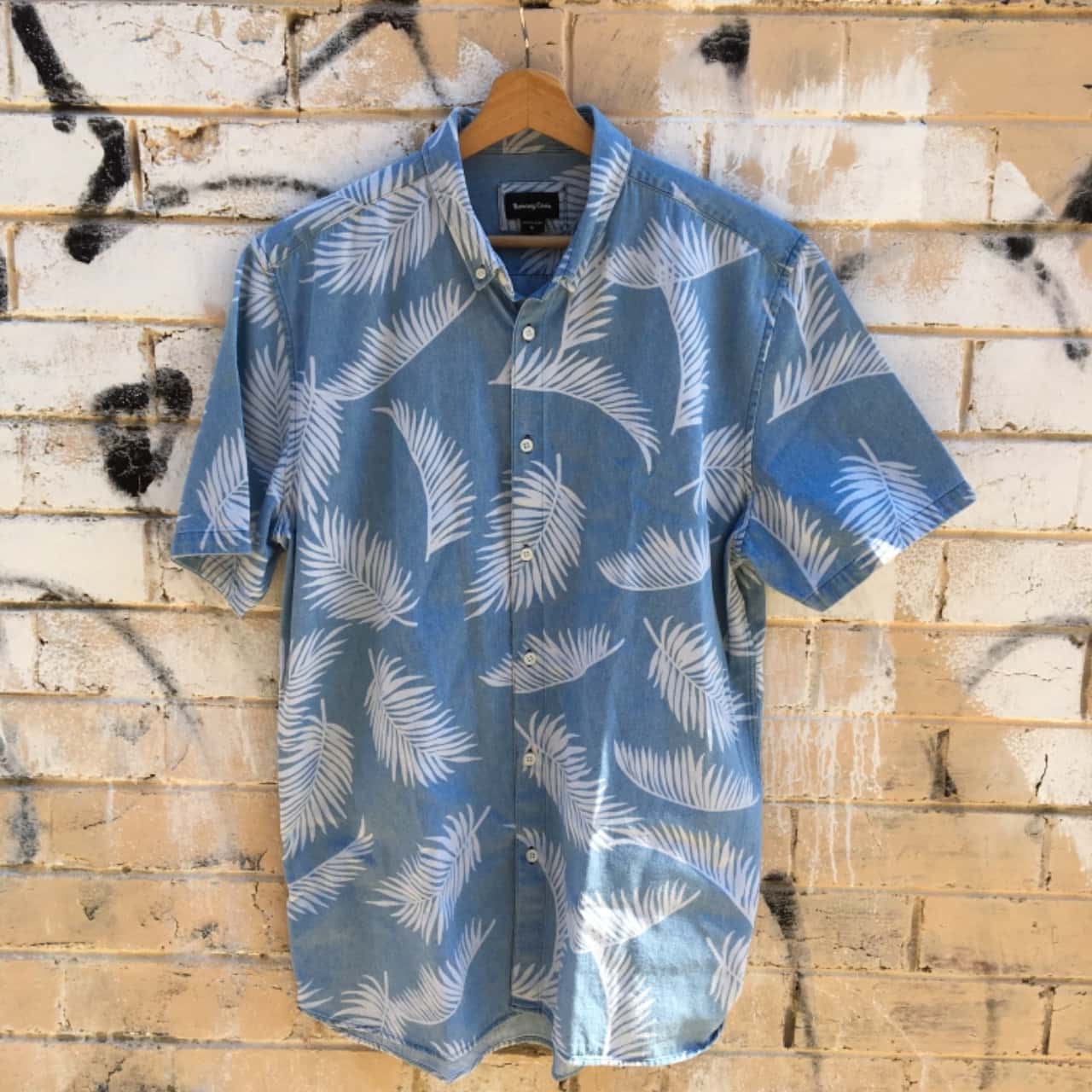 BARNEY COOLS Mens Blue Tropical Shirt 