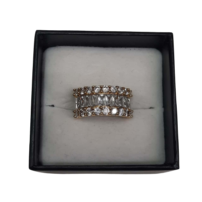 Quality PARK LANE 'VEIL' CZ Band w/Baguettes Ring Stunning! Size O 