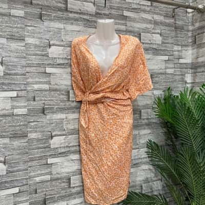 H&M Womens  Size 20 Wrap Dress Floral / Orange 