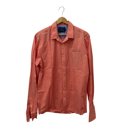 Scotch & Soda Mens Size L Checked Shirt Orange