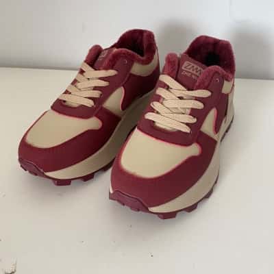 Zheniu Red Beige Breathable Platform Trainers Sneakers  Size 37 