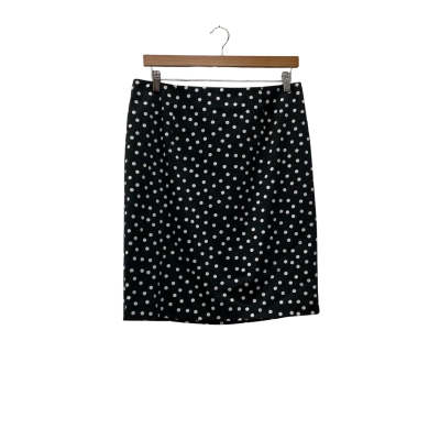 Jacqui-E Womens  Size 14 Midi Skirt Black  / Polka Dot 