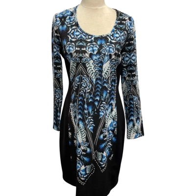 Seven-sisters Women’s Gorgeous Slim Fit /Black / Blue  & White Pattern Size 3/10/12 - Brand New with Tags - RRP $175.00