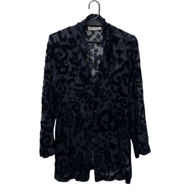 Susan Numsalu Womens Long Sleeve  Top Black  40% Silk Size 12 - Embossed print