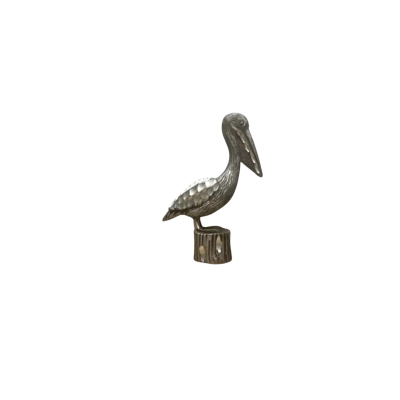 Vintage Pewter Pelican on tree stump 