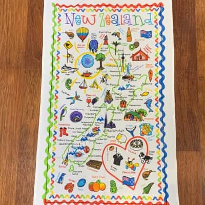 Vintage New Zealand Souvenir Tea Towel - 1000 Icons - Brand New