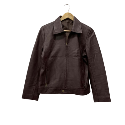  Unisex  Size 12 / 14 Soft Leather Jacket Maroon 