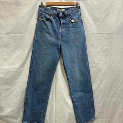 Levis Mens Size 27 Straight Leg Jeans Blue Ribcage Straight Leg