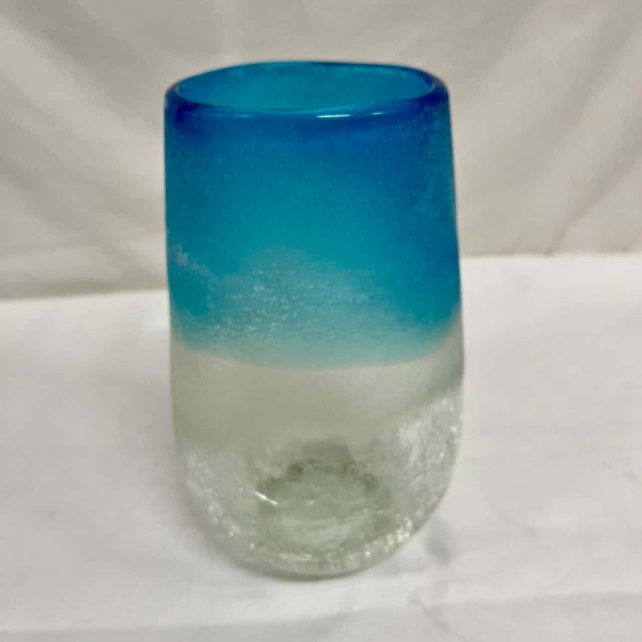 Aqua frosted vase 21cm tall