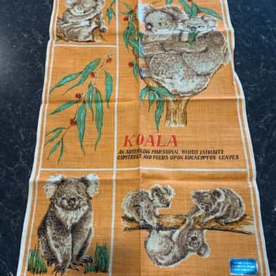 Vintage Australian Linen Koala Tea Towel - brand new
