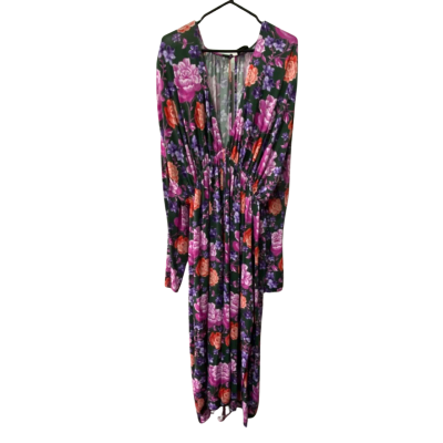 Magda Butrym Womens  Size 40 Floral Dress / Long Sleeve  / Maxi Dress Floral / Grey / Orange / Pink  