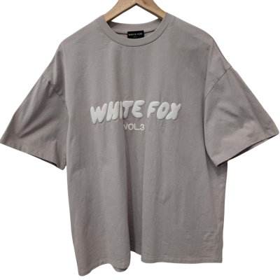 White Fox Womens Grey T-Shirt, Size L/XL