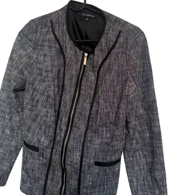 Liz Jordan Womens  Size S Open Jacket Black  / Pattern / White 