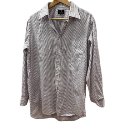 Lanvin Mens Shirt Size 41 Pinstriped / Purple / White 