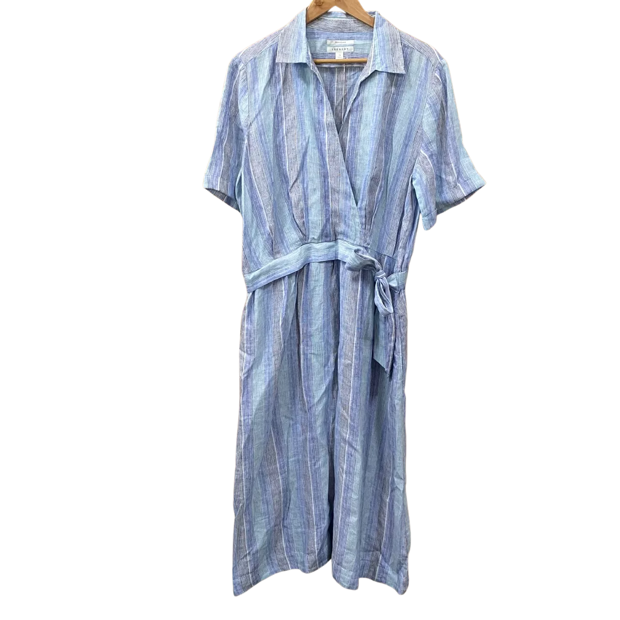 Trenery Blue Striped Linen Dress Size 18(s) - New With Tags | Salvos Stores
