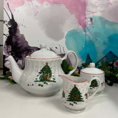 Christmas ceramic teapot set