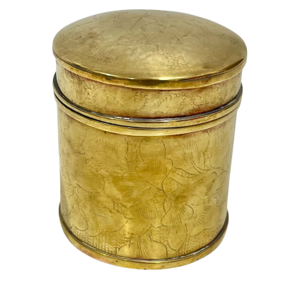 Brass Floral  Etched Canister 