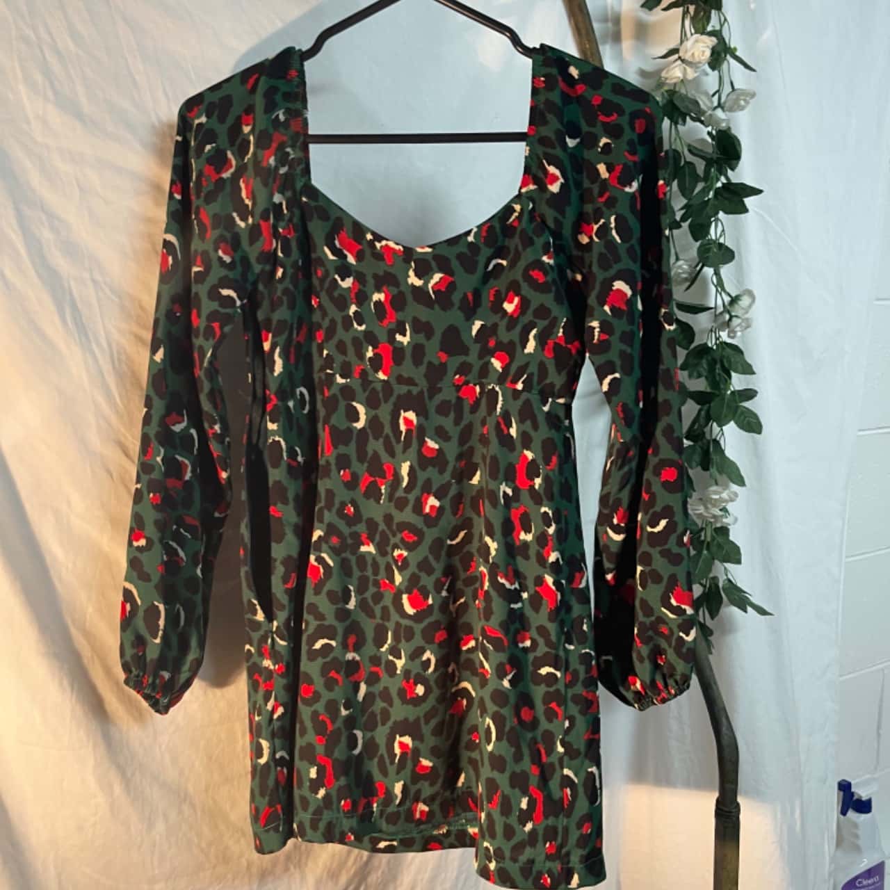 Red Leopard Print Mini Dress