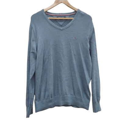 Tommy Hilfiger Mens Size M V-Neck Jumper Blue (5)