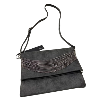 Seduce Charcoal Grey Suede Like Clutch/ Crossbody Bag